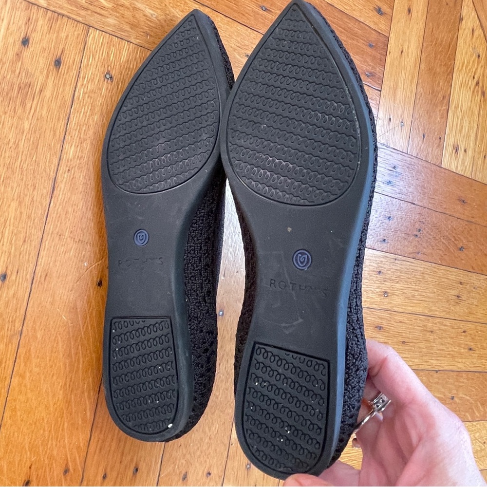 Rothy’s Black Pointed Toe Flats 8W - Picture 2 of 8